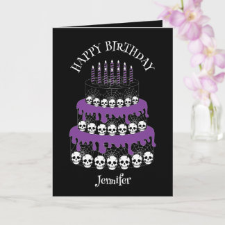 Carte Goth Grunge Crânes Gâteau Joyeux Anniversaire
