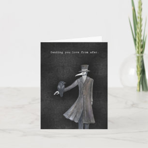 Carte Goth Love Plague Doctor avec un Corbeau Valentines