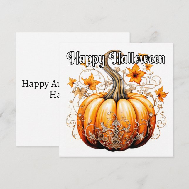 Carte Gothique Automne Harvest Halloween Citrouille (Devant / Derrière)