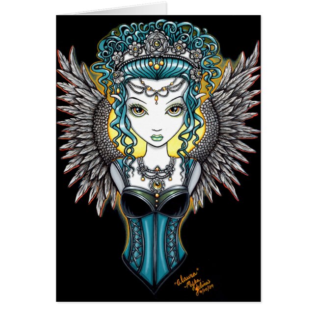 Carte gothique d'ange gardien de "Alaura" (Devant)