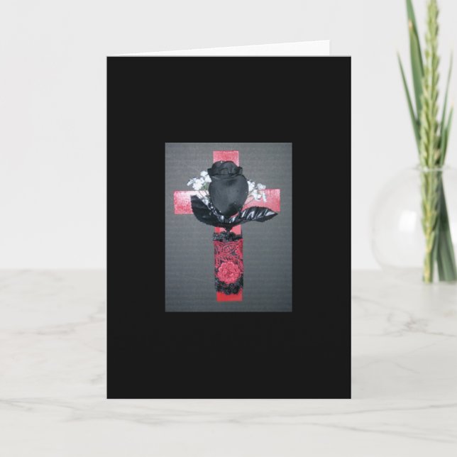 Carte gothique de rose de noir (Devant)