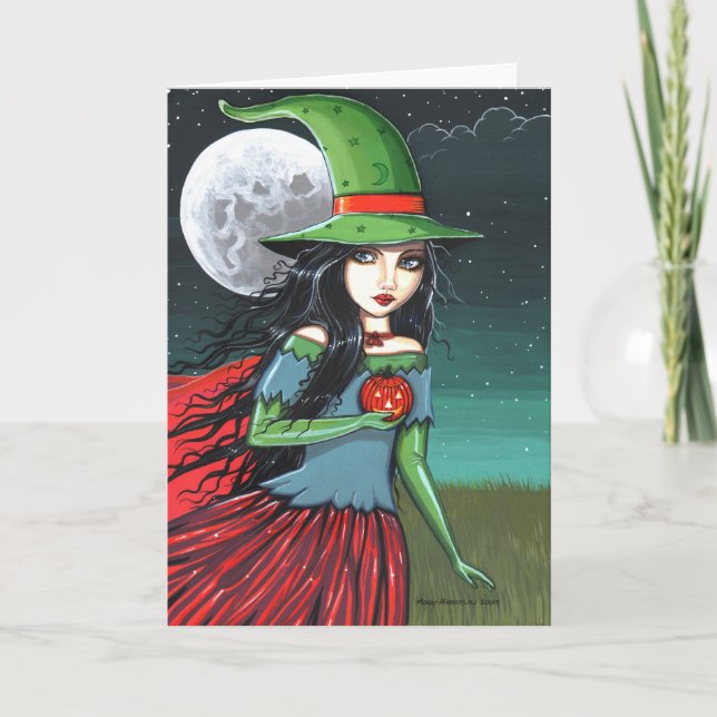 Carte gothique de sorcière de Halloween par (Devant)