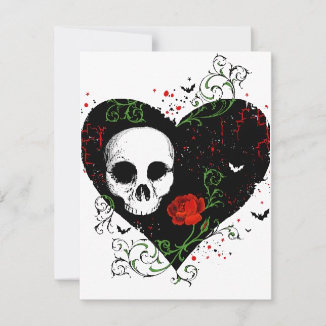 Carte gothique d'invitation de coeur (Devant)