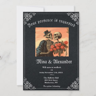 Carte Gothique Goth Skeleton Code QR Mariage