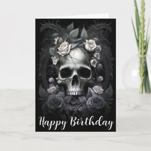 Carte Gothique Macabre crâne et murale Rose