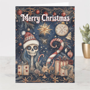 Carte Gothique Noël Festif Crâne Éffrayant