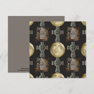 Carte Gothique R.I.P. Headstone Celtic Cross Pleine lune