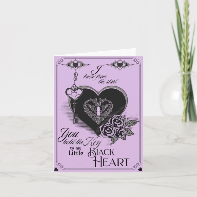 Carte gothique Victorienne Coeur Noir Valentine (Devant)