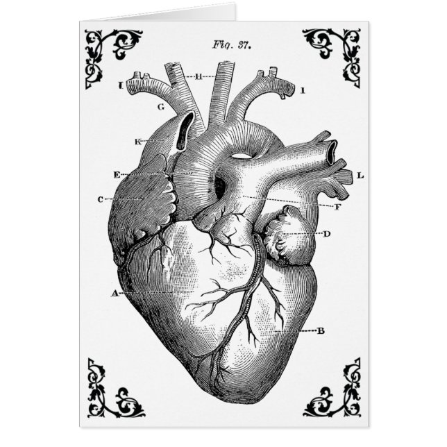 Carte gothique vintage du diagramme cardiaque (Devant)