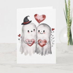 Carte Goths Fantômes de la Saint-Valentin avec des Cœurs