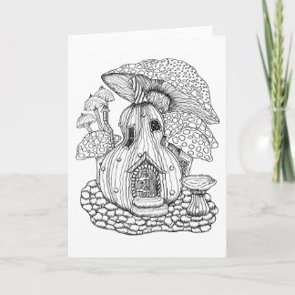 Carte Gourde et champignons Couleur Il vous-même Blank