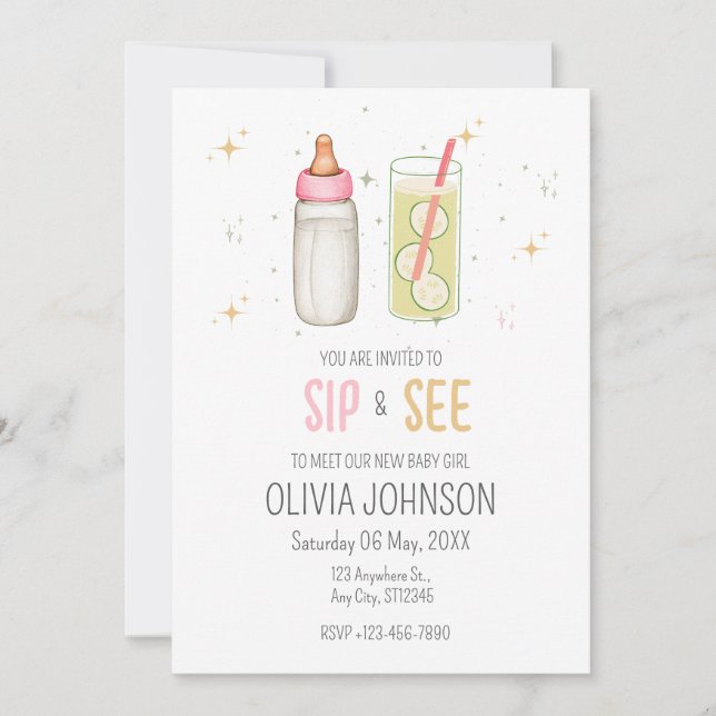 Carte Goûter de bienvenue, Bienvenue Bébé Fille, Fête de (Devant)