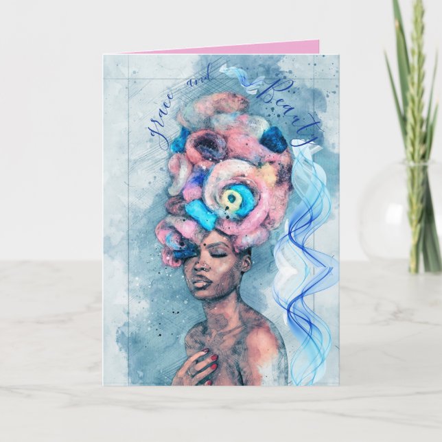 Carte Grace and Beauty Personnalisable Afrocentric Anniv (Devant)