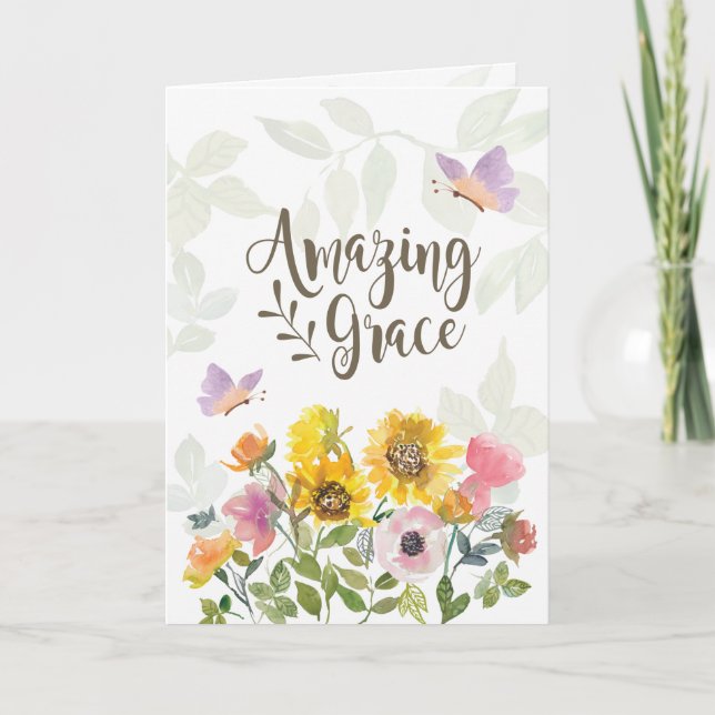 Carte Grace Fleurs Extraordinaires et papillons Écriture (Devant)