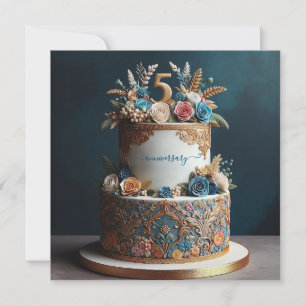 Carte GRACEFUL 5ème MARIAGE CAKE ANNIVERSAIRE