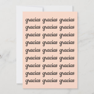 Carte Gracias espagnol rétro rose noir Merci Script