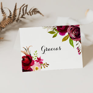 Carte Gracias Mariage pliée Rustique Broussaillée