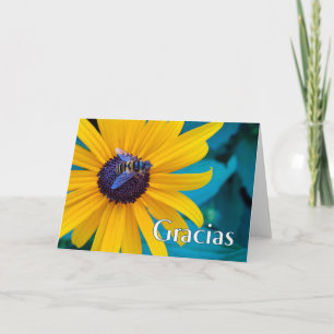 Carte Gracias Merci en espagnol avec Bee sur Flower