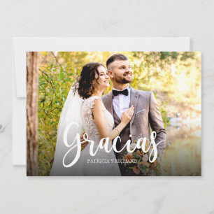 Carte Gracias Photo Mariage élégant Merci espagnol
