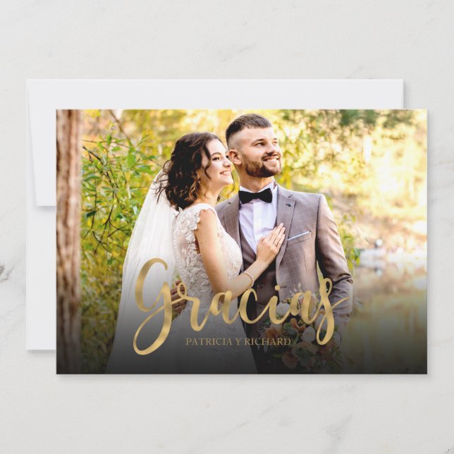 Carte Gracias Photo Merci de mariage élégant espagnol (Devant)