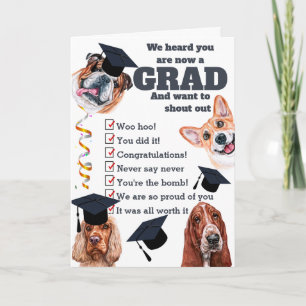 Carte Grad du gang félicitations chiens avec casquettes