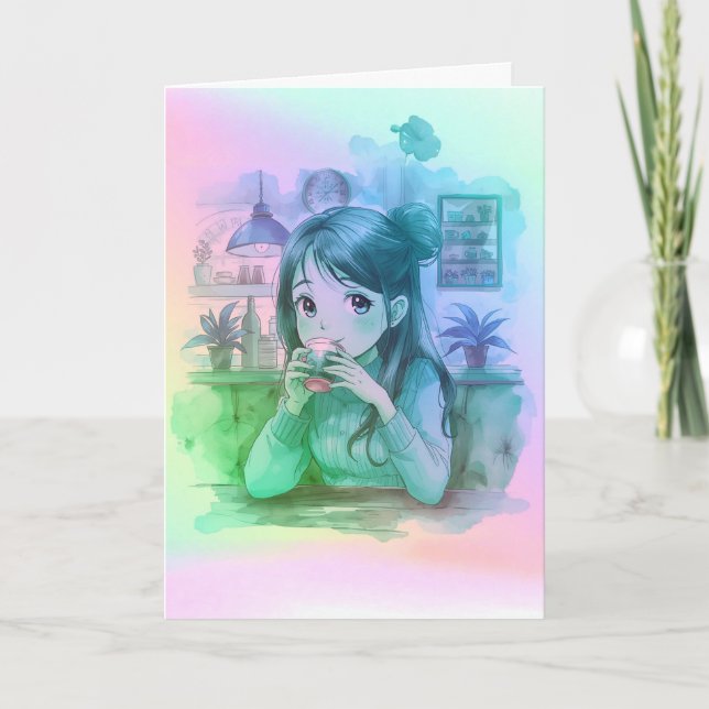 Carte Gradient Coffee Lover Folded Greeting Card (Devant)