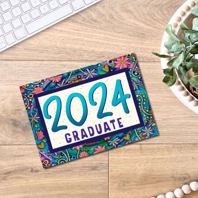 Carte Graduate 2024 Fun Floral Unique Girly Graduation (Créateur téléchargé)