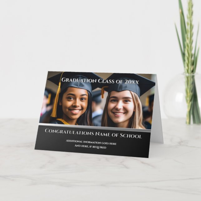 Carte Graduation 1 photo do-it-yourself moderne simple é (Devant)