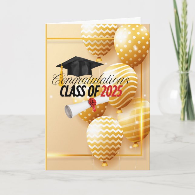 Carte Graduation 2025 (John 15:16) Blanc/Noir/Or (Devant)