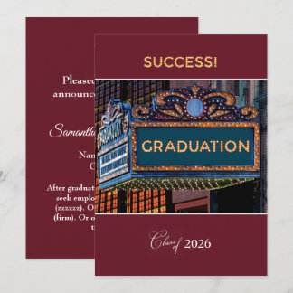 Carte Graduation Announcement College on Theater Marquee