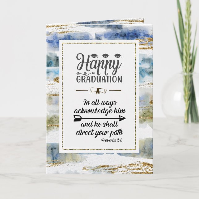 Carte Graduation Bible Verse Proverbes 3:6 Design modern (Devant)