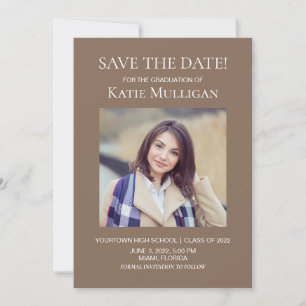 Carte Graduation Brown 2 Photo Save Date Class 2022