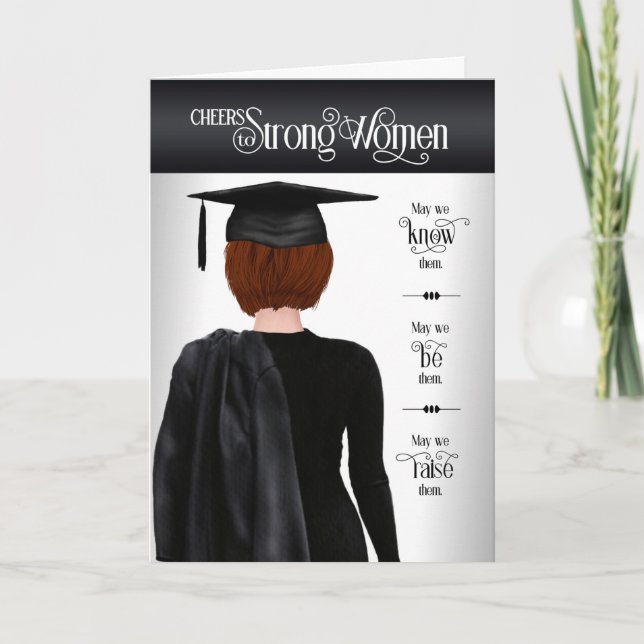 Carte Graduation Casquette noir et poil rouge court (Devant)