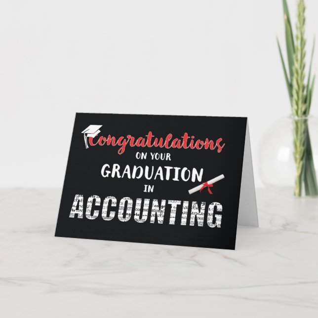 Carte Graduation Comptabilité Félicitations, Mots Gras (Devant)