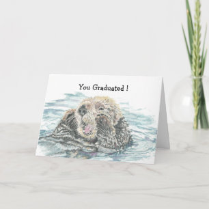 Carte Graduation Congrats Cute Excited Otter Humorous
