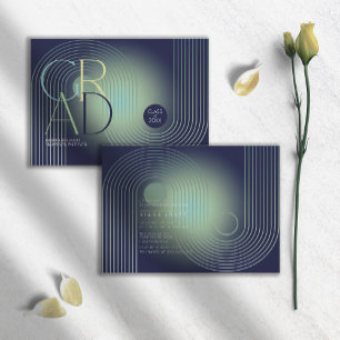 Carte Graduation géométrique Art déco moderne Marine ID9