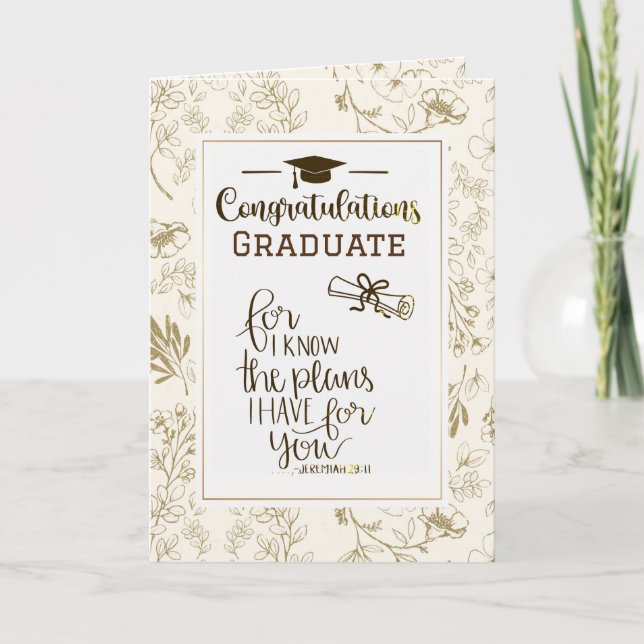 Carte Graduation Jérémie 29:11 Bible Je connais les plan (Devant)