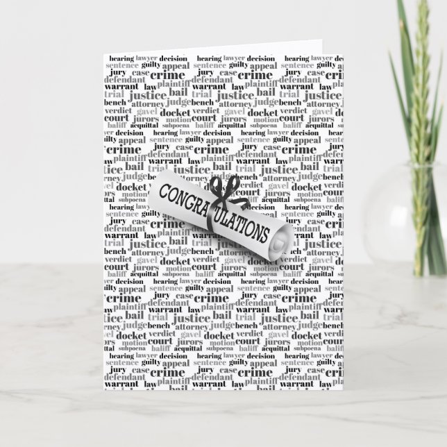 Carte Graduation Judicial Text Word Cloud on White (Devant)