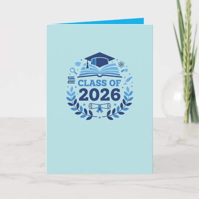 Carte Graduation Motif Class of 2026 BlueTheme Blank (Devant)