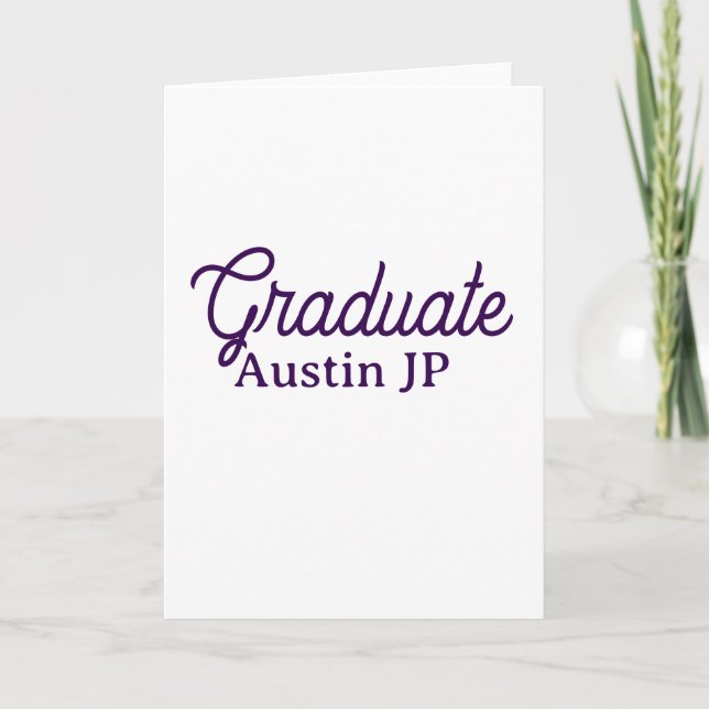 Carte Graduation name purple simple minimal stylish call (Devant)
