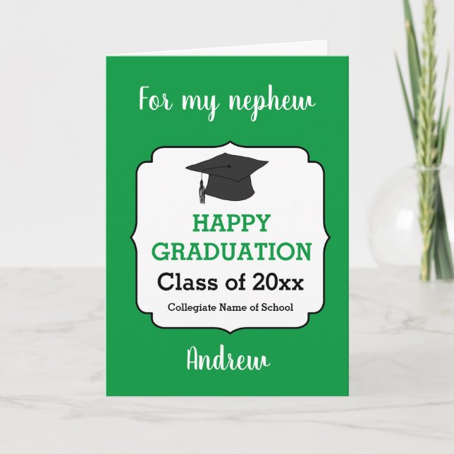 Carte Graduation personnalisée Green Happy 2025 Graduate (Devant)