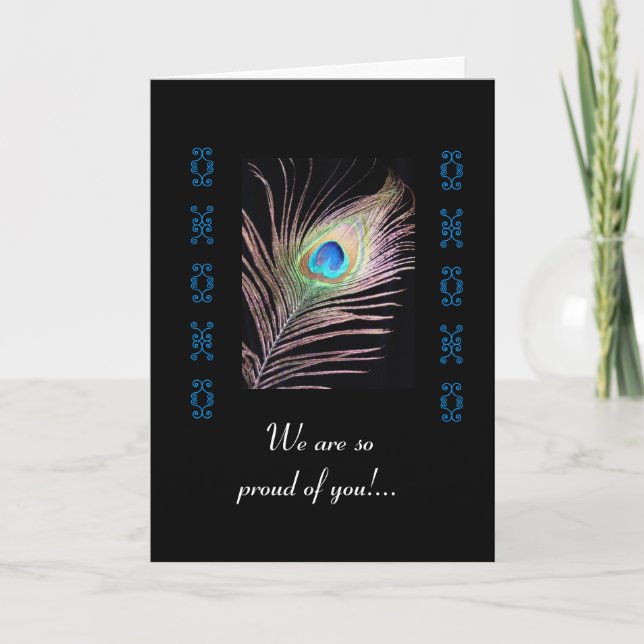 Carte Graduation - Plumes Peacock (Devant)