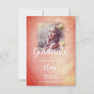 Carte Graduation Tendance Orange effet métal Texture