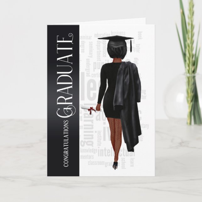 Carte graduée féminine de Black Hair Black et Gown (Devant)