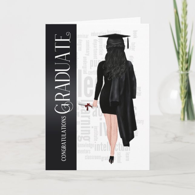Carte graduée féminine de Dark Hair Black Cap and  (Devant)