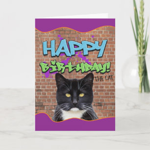 Carte Graffiti d'anniversaire amusant du chat