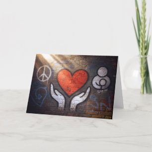 Carte Graffiti de cœur rouge pour un anniversaire sur un