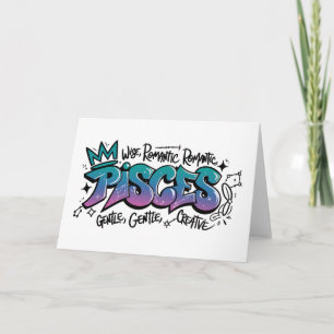 Carte Graffiti du zodiaque Poissons 