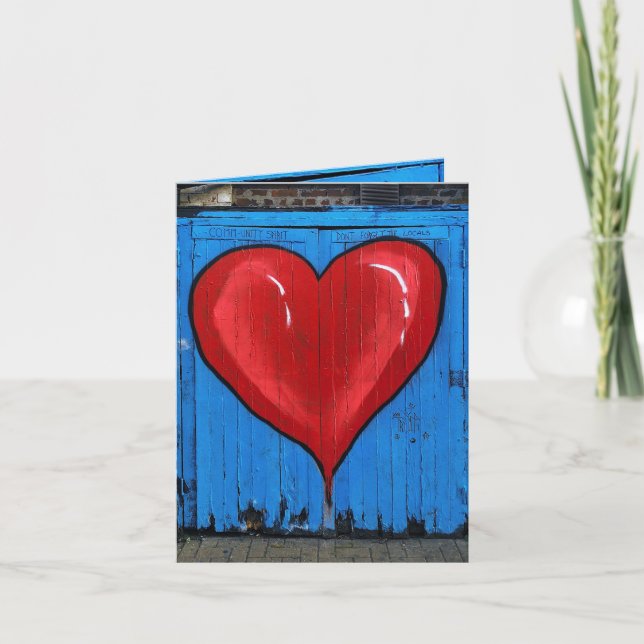 Carte Graffiti Heart, mur bleu, Saint-Valentin, meilleur (Devant)