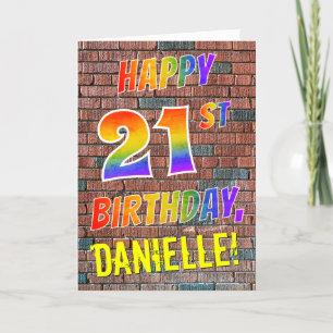 Carte Graffiti Inspiré arc-en-ciel Look HAPPY 21E ANNIVE